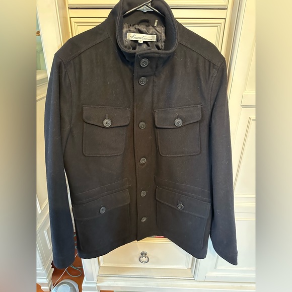 Kenneth Cole men’s wool blend pea coat with zipper size large - Picture 1 of 4